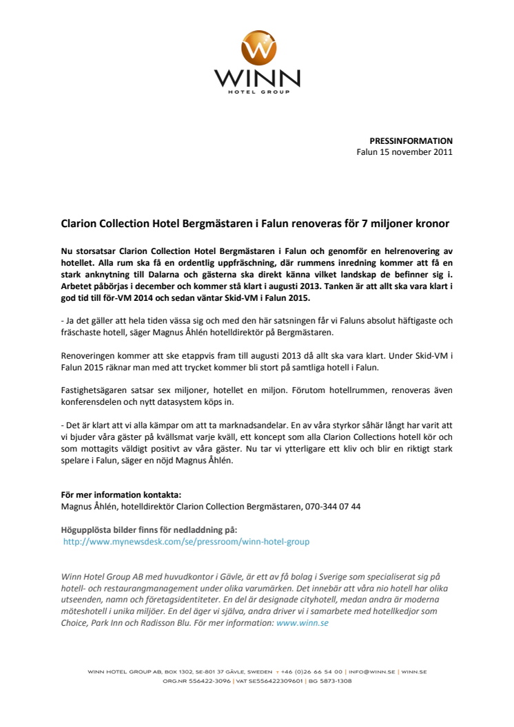 Clarion Collection Hotel Bergmästaren i Falun renoveras för 7 miljoner kronor