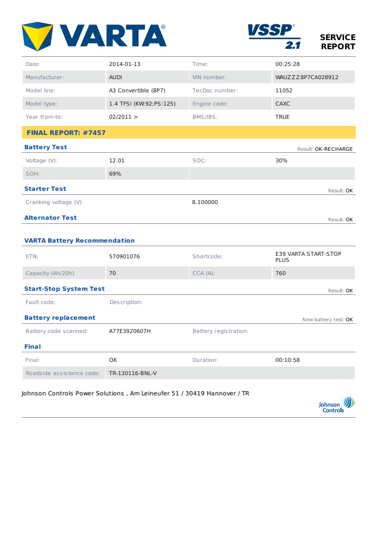 Printable service report