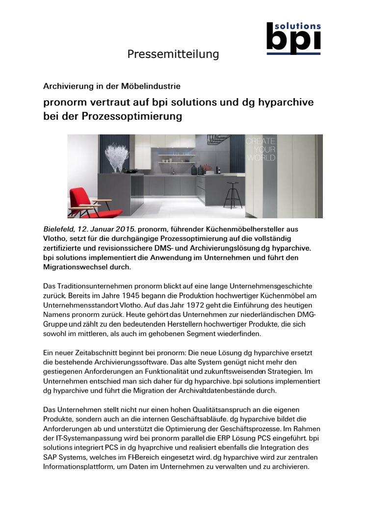 pronorm vertraut auf bpi solutions und dg hyparchive bei der Prozessoptimierung