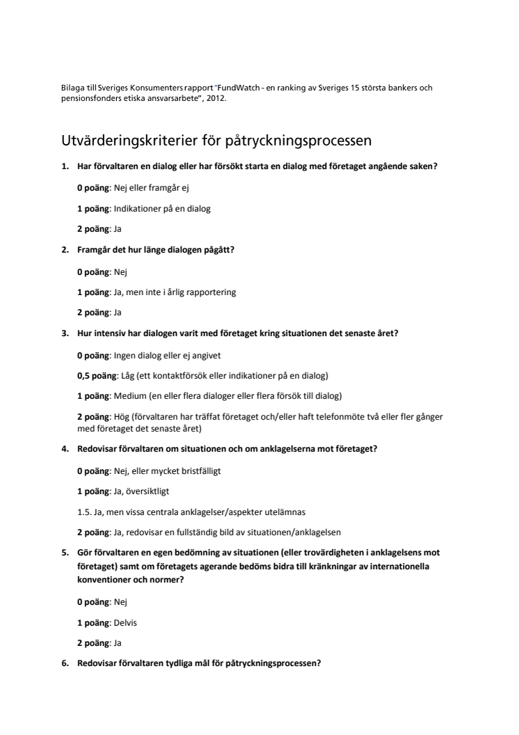 Bilaga_Utvärderingskriterier - FundWatch 2012