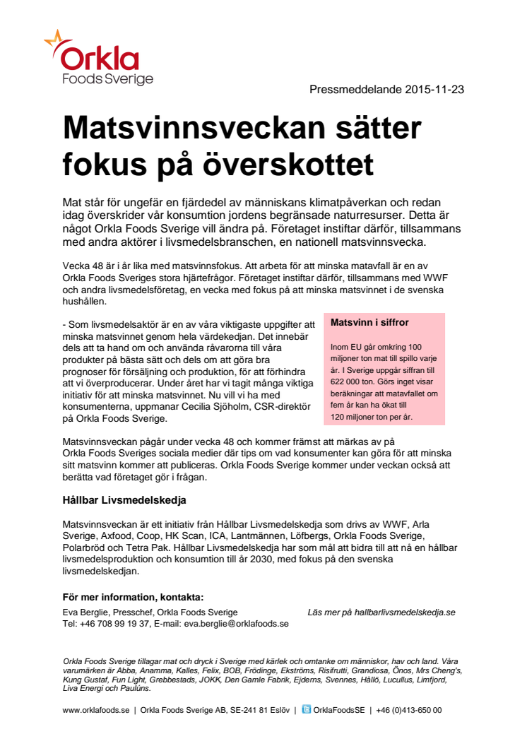 Matsvinnsveckan sätter fokus på överskottet
