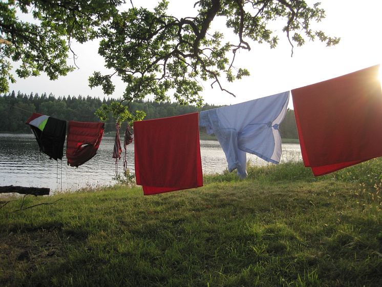 Tvättstreck med kläder