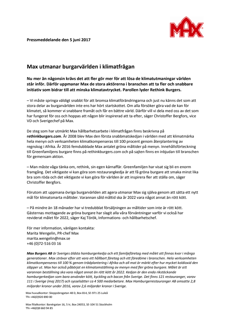 Max utmanar burgarvärlden i klimatfrågan