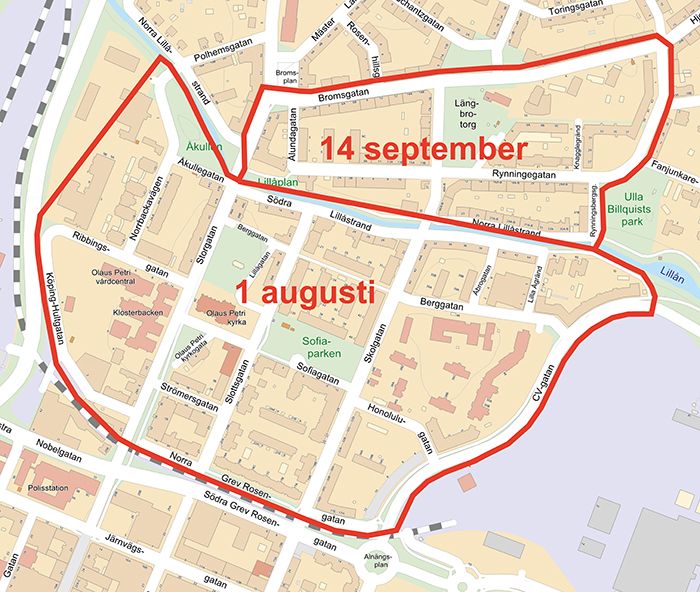 Karta Parkeringsavgift införs på Norr 14 september 