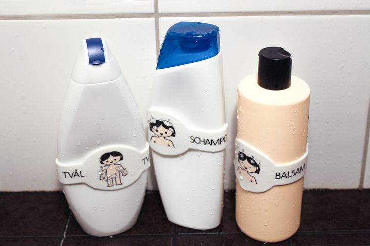 Smart etikett till tvål- & schampoflaskor