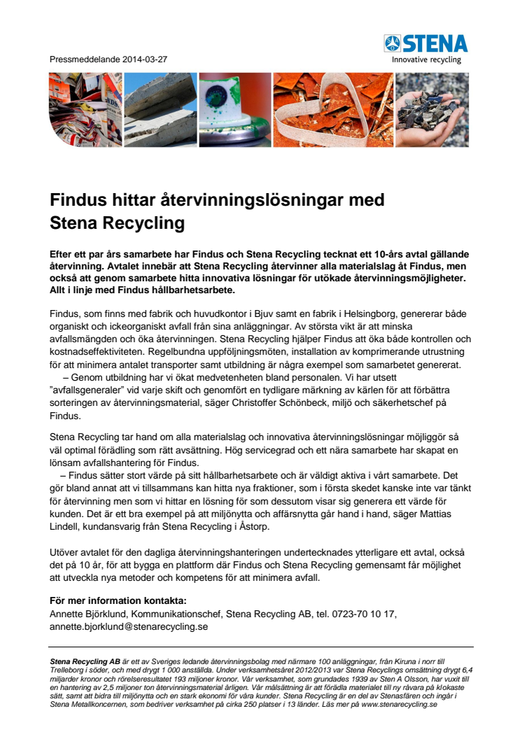 Findus hittar återvinningslösningar med Stena Recycling