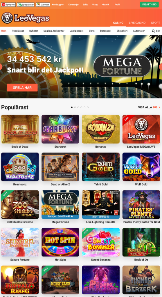 Casinospel från LeoVegas