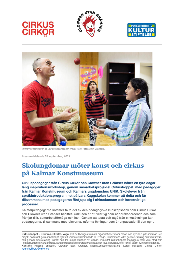 Skolungdomar möter konst och cirkus  på Kalmar Konstmuseum