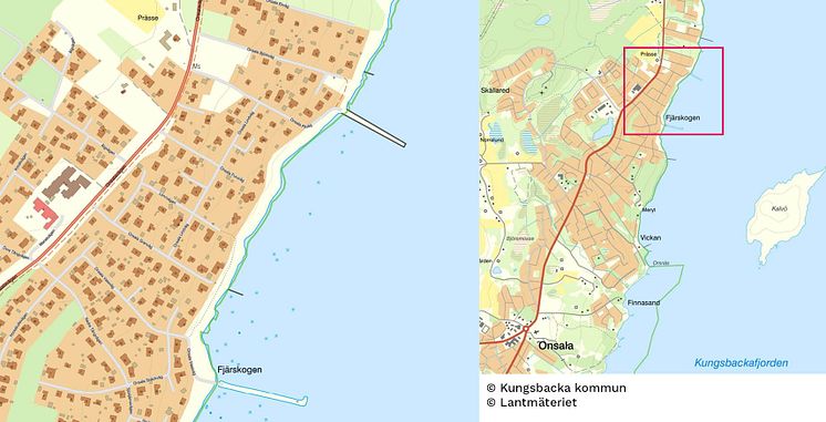 Karta över Fjärskogen i Onsala