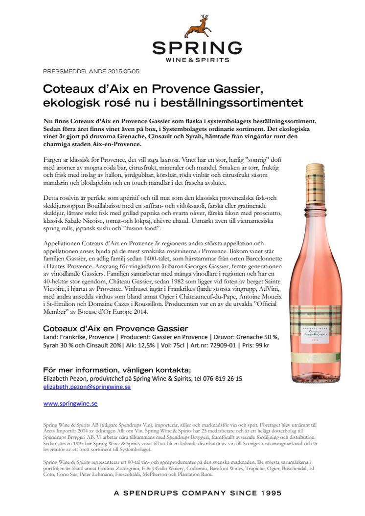 Coteaux d’Aix en Provence Gassier, ekologisk rosé nu i beställningssortimentet