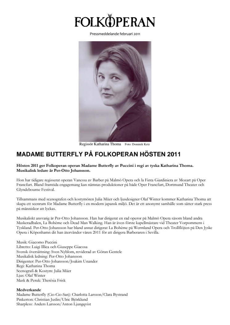 Madame Butterfly på Folkoperan hösten 2011