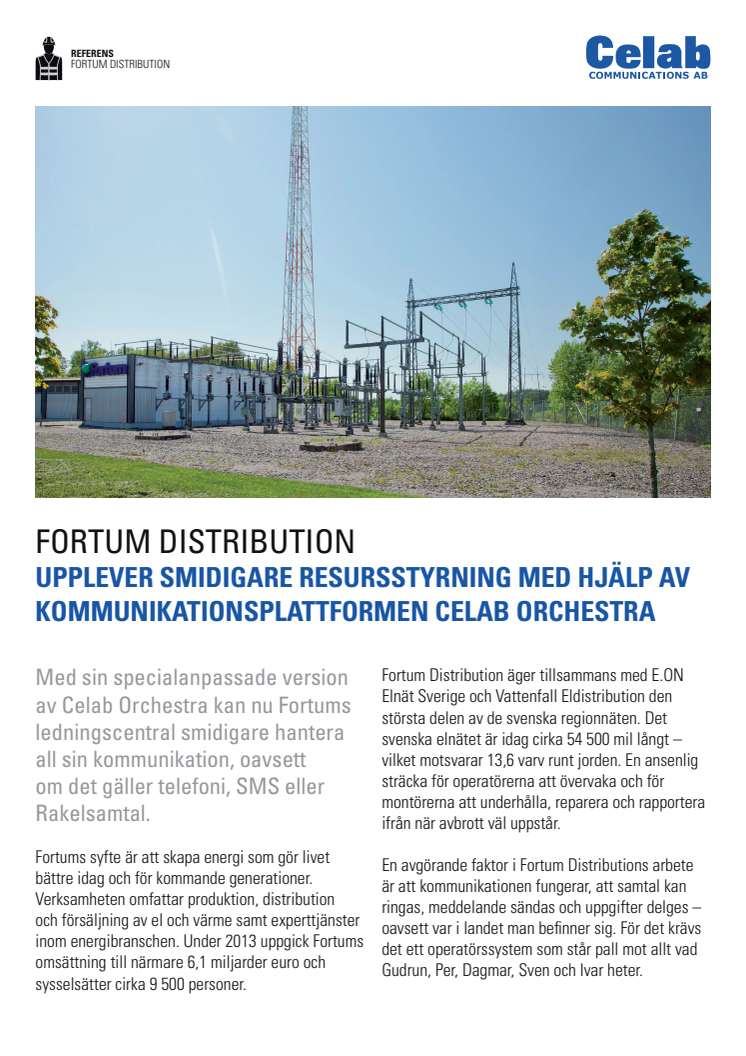 Se hur Fortum upplever smidigare resursstyrning med hjälp av kommunikationsplattformen Celab Orchestra