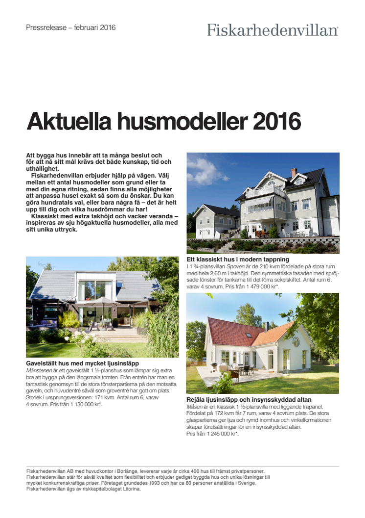 Aktuella husmodeller 2016