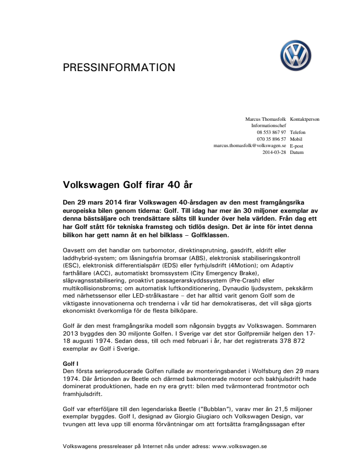 Golf 40 år 