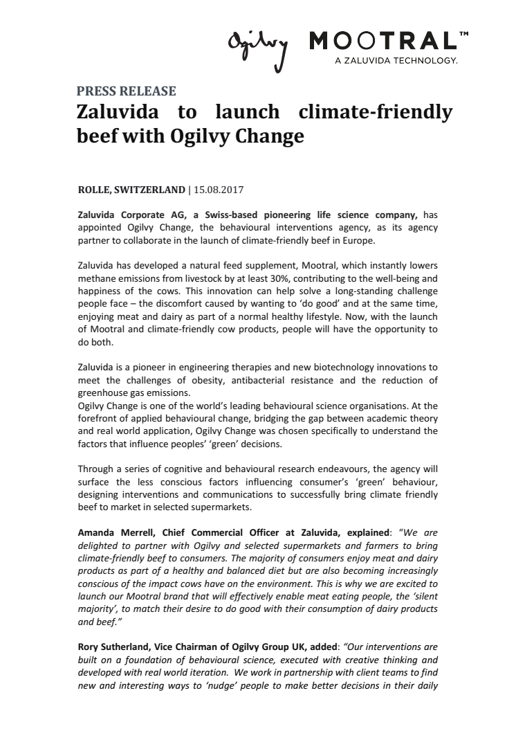 Zaluvida to launch climate-friendly beef with Ogilvy Change 