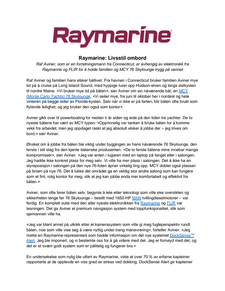 Raymarine: Livsstil ombord