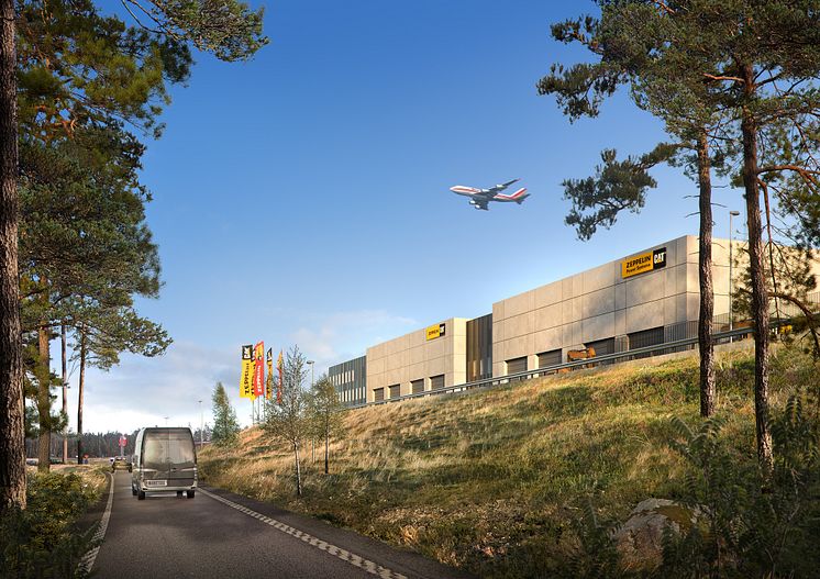 Zeppelin Sveriges nya huvudanläggning i Landvetter - vid avfart