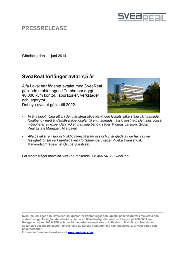 SveaReal förlänger avtal 7,5 år