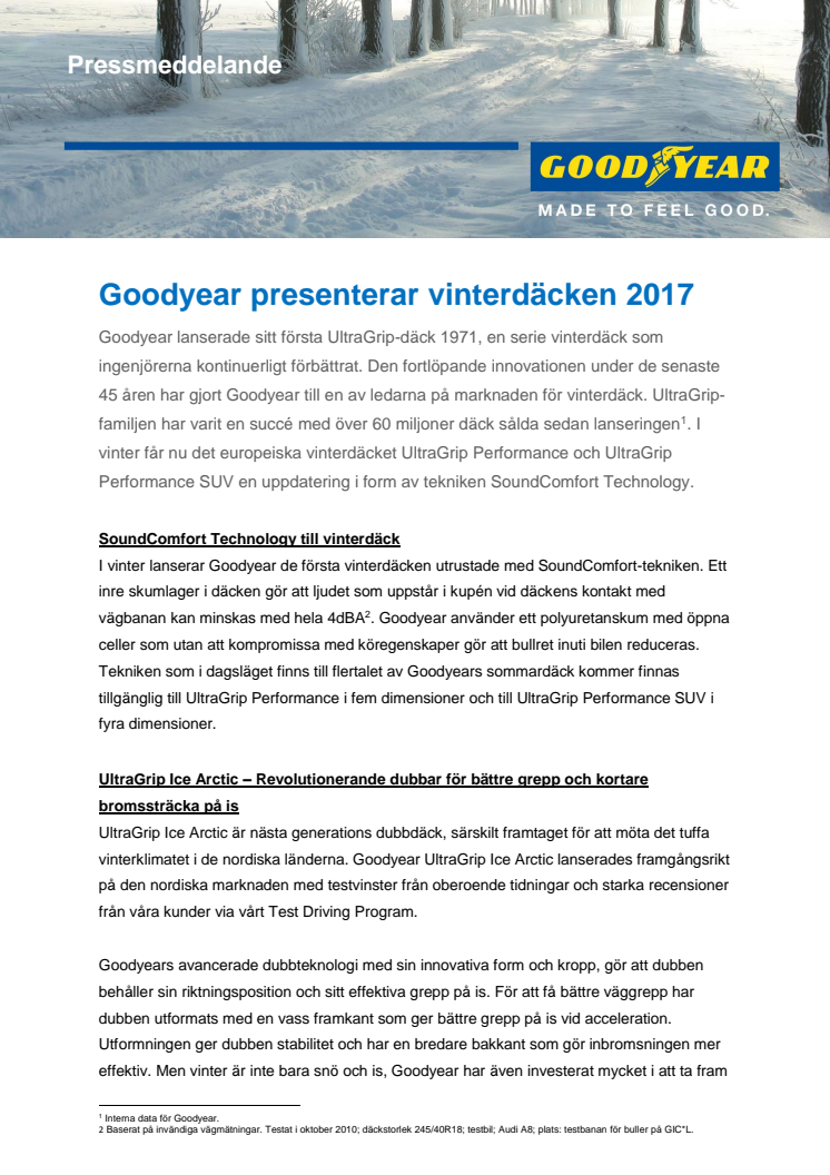 Goodyear presenterar vinterdäcken 2017