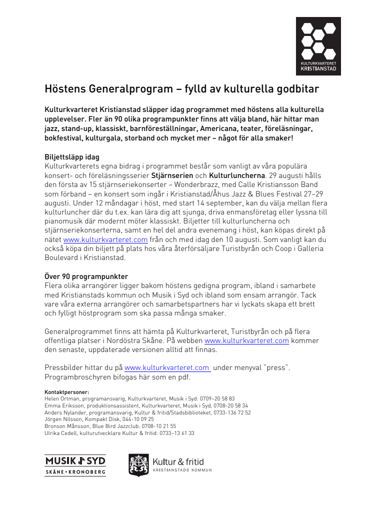 Höstens generalprogram – fylld med kulturella godbitar