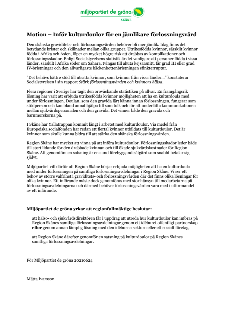 Motion: Inför kulturdoulor för en jämlikare förlossningsvård.pdf