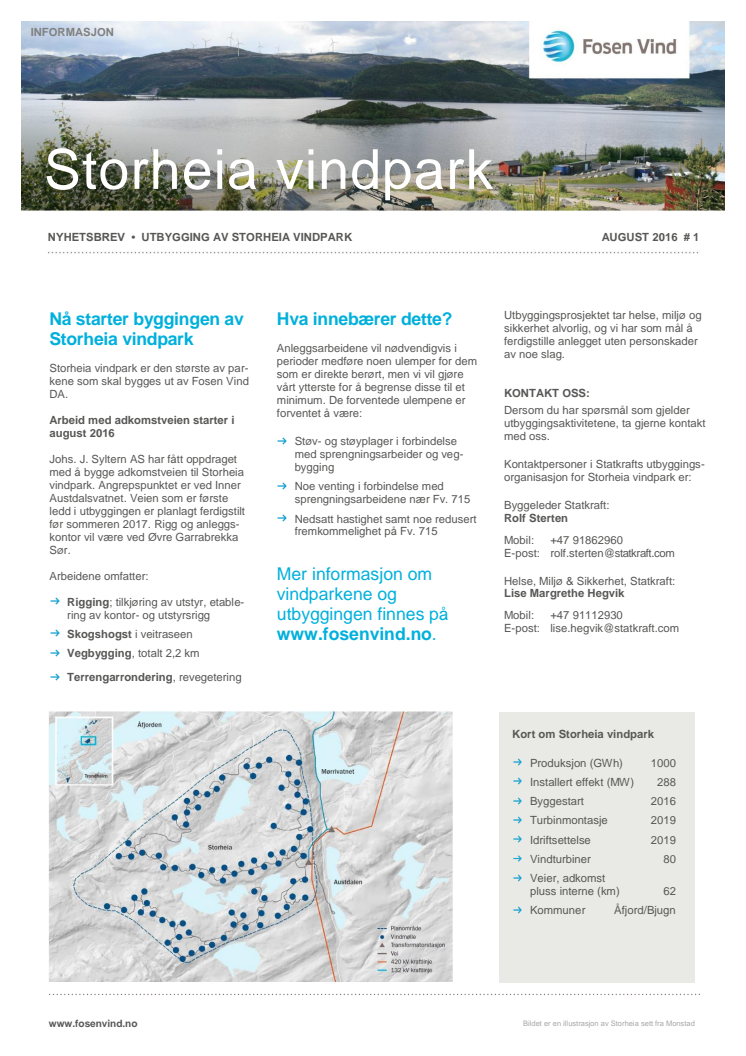 Nyhetsbrev Storheia vindpark 1# - 2016