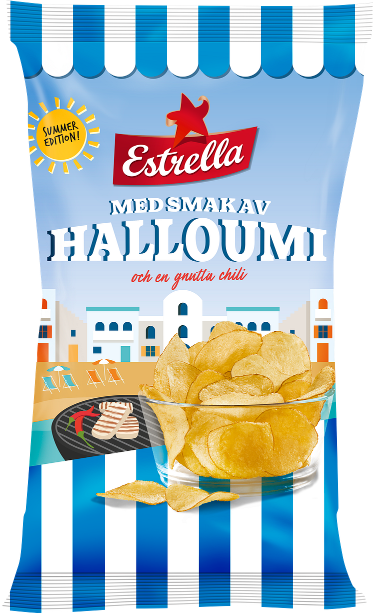 Estrella Sommarchips Halloumi och en gnutta chili, 250g, 2021