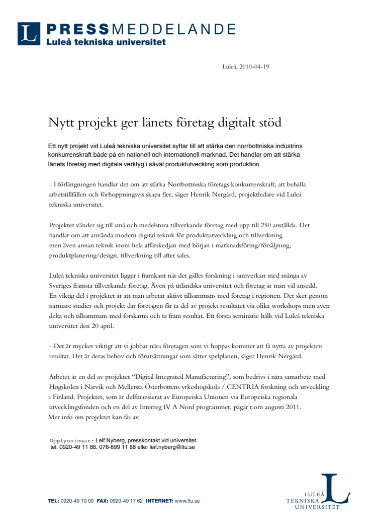 Nytt projekt ger Norrbottens företag digitalt stöd