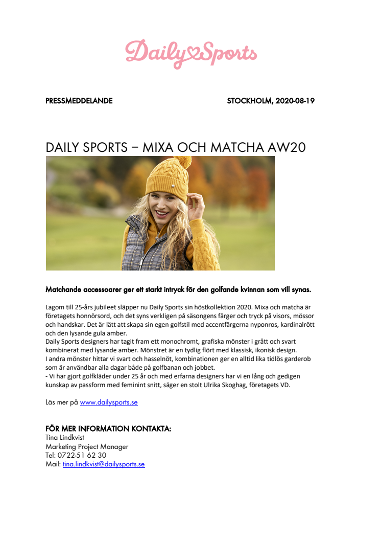 DAILY SPORTS – MIXA OCH MATCHA AW20