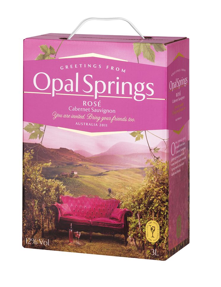 Strålande tider för rosé!  Opal Springs Cabernet Sauvignon Rosé årgång 2011 (SB nr 6731) 3 liter, 189 kr.  