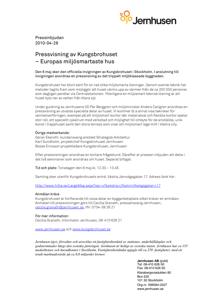 Pressvisning av Kungsbrohuset - Europas miljösmartaste hus