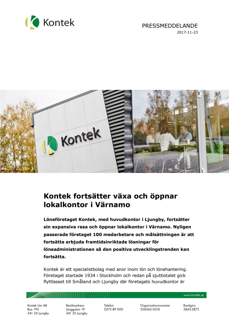 Kontek fortsätter växa och öppnar lokalkontor i Värnamo