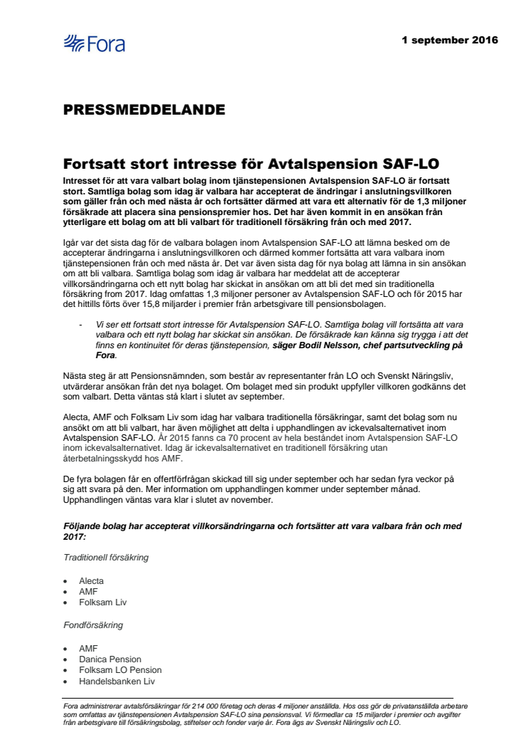 Fortsatt stort intresse för Avtalspension SAF-LO