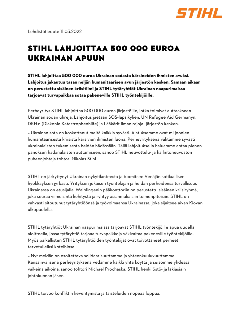 STIHL LAHJOITTAA 500 000 EUROA UKRAINAN APUUN.pdf