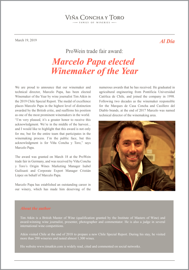 Årets vinmakare - Marcelo Papa