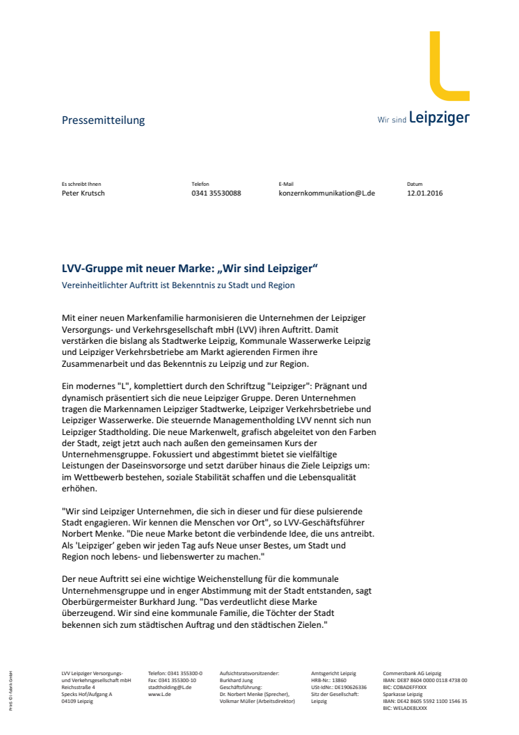 Pressemitteilung LVV-Gruppe - Wir sind Leipziger