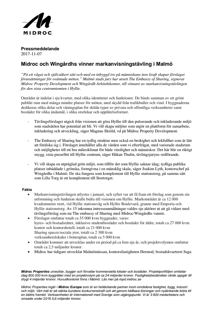 Midroc och Wingårdhs vinner markanvisningstävling i Malmö