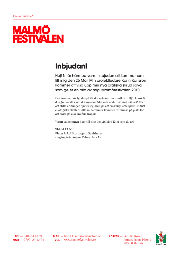 Välkommen till Malmöfestivalens pressvisning 26 maj