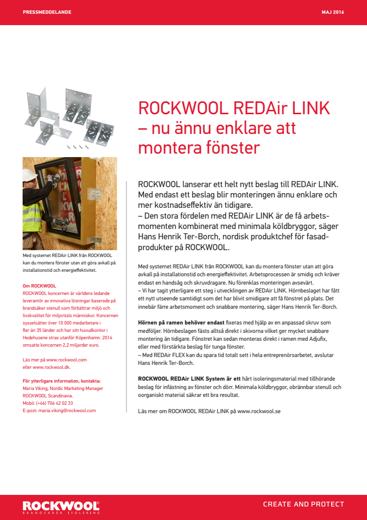 ROCKWOOL REDAir LINK – nu ännu enklare att montera fönster