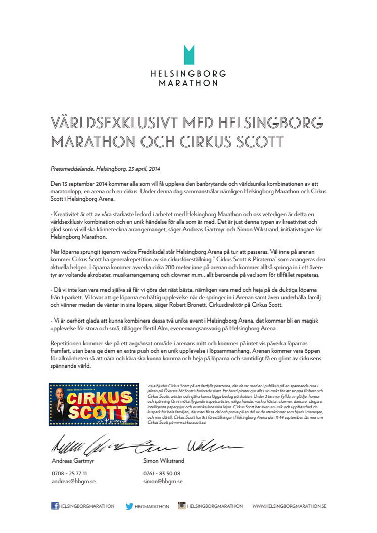Världsexklusivt med Helsingborg Marathon och Cirkus Scott
