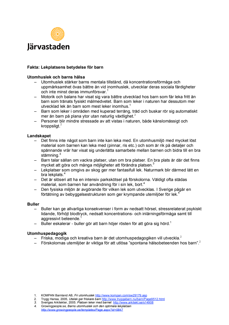 Fakta: Lekplatsens betydelse för barn