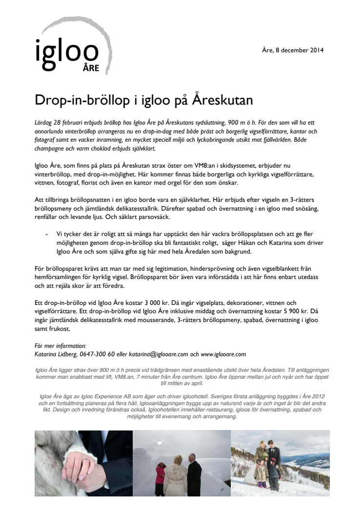 Drop-in-bröllop i igloo på Åreskutan 