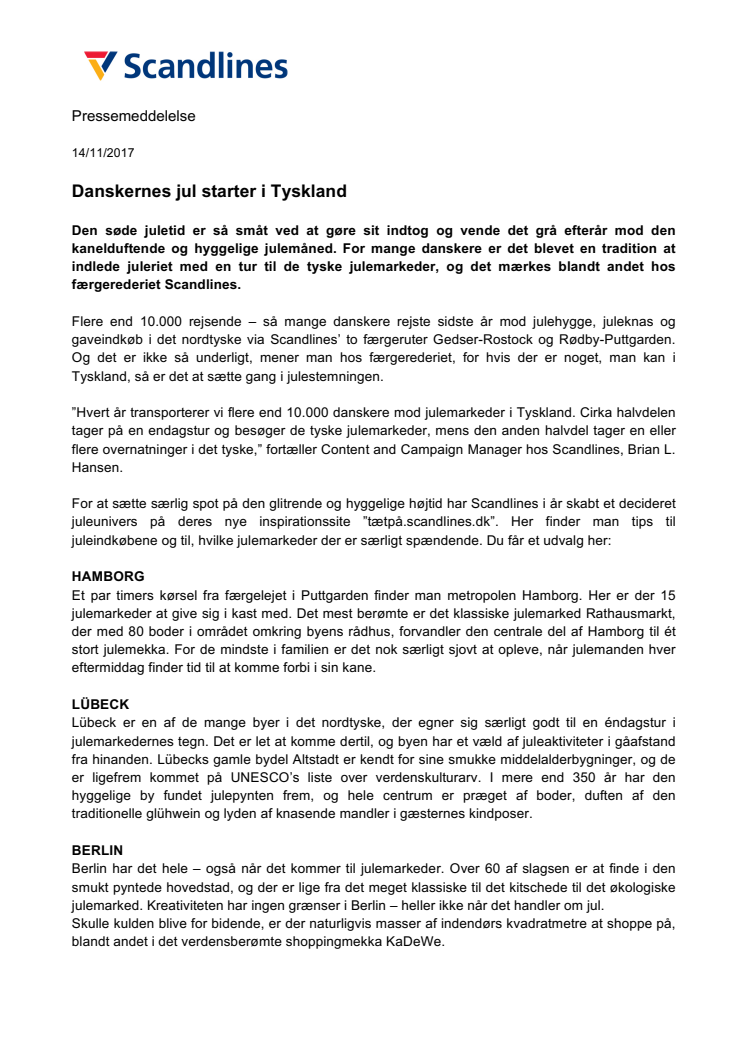 Danskernes jul starter i Tyskland