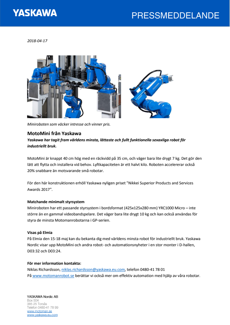 MotoMini från Yaskawa