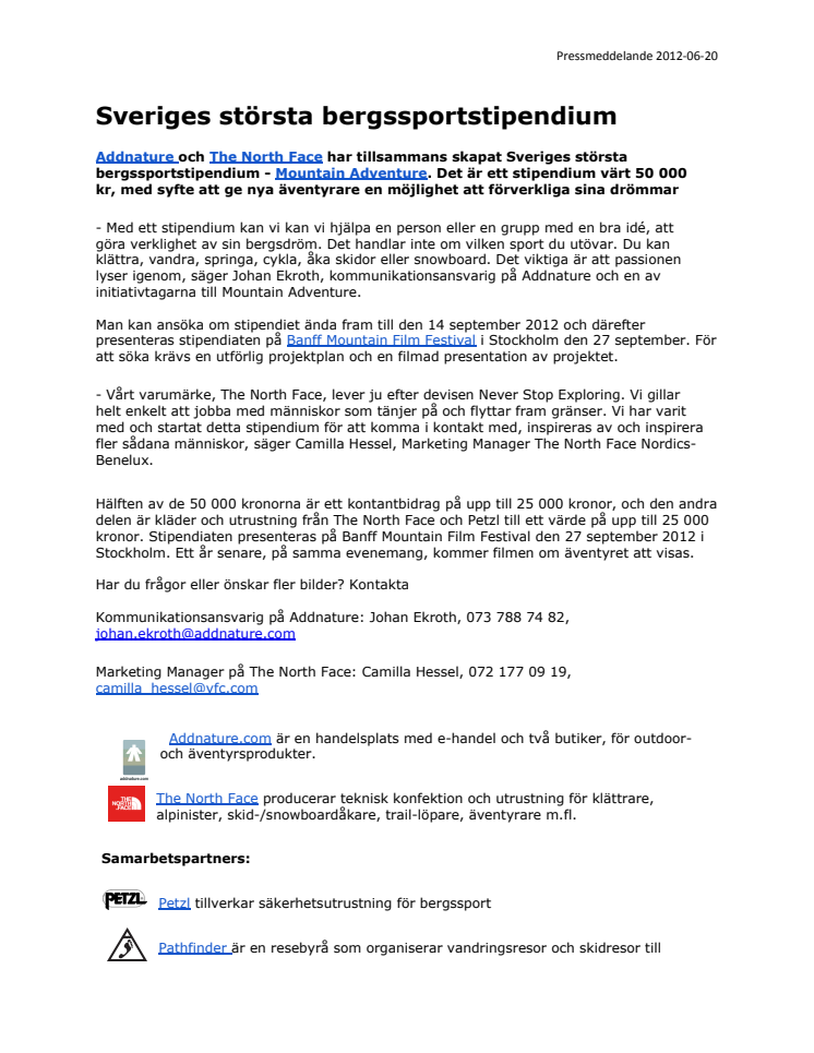 Sveriges största bergssportstipendium