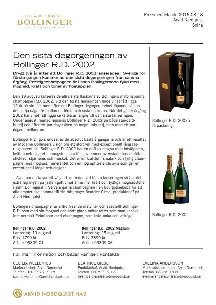 Den sista degorgeringen av Bollinger R.D. 2002 