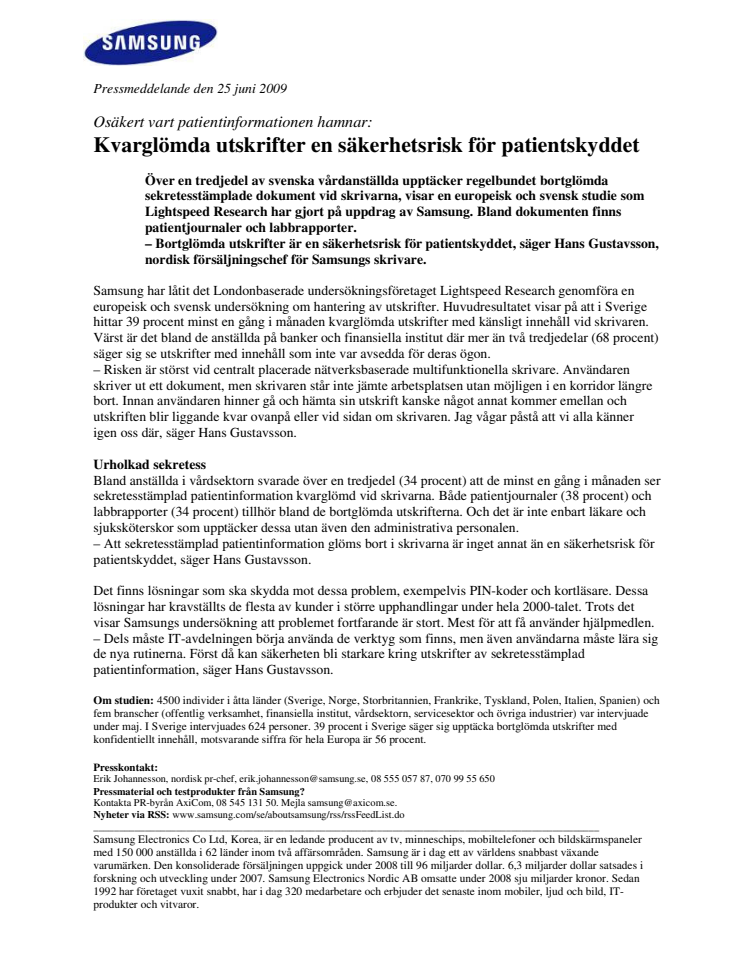 Kvarglömda utskrifter en säkerhetsrisk för patientskyddet