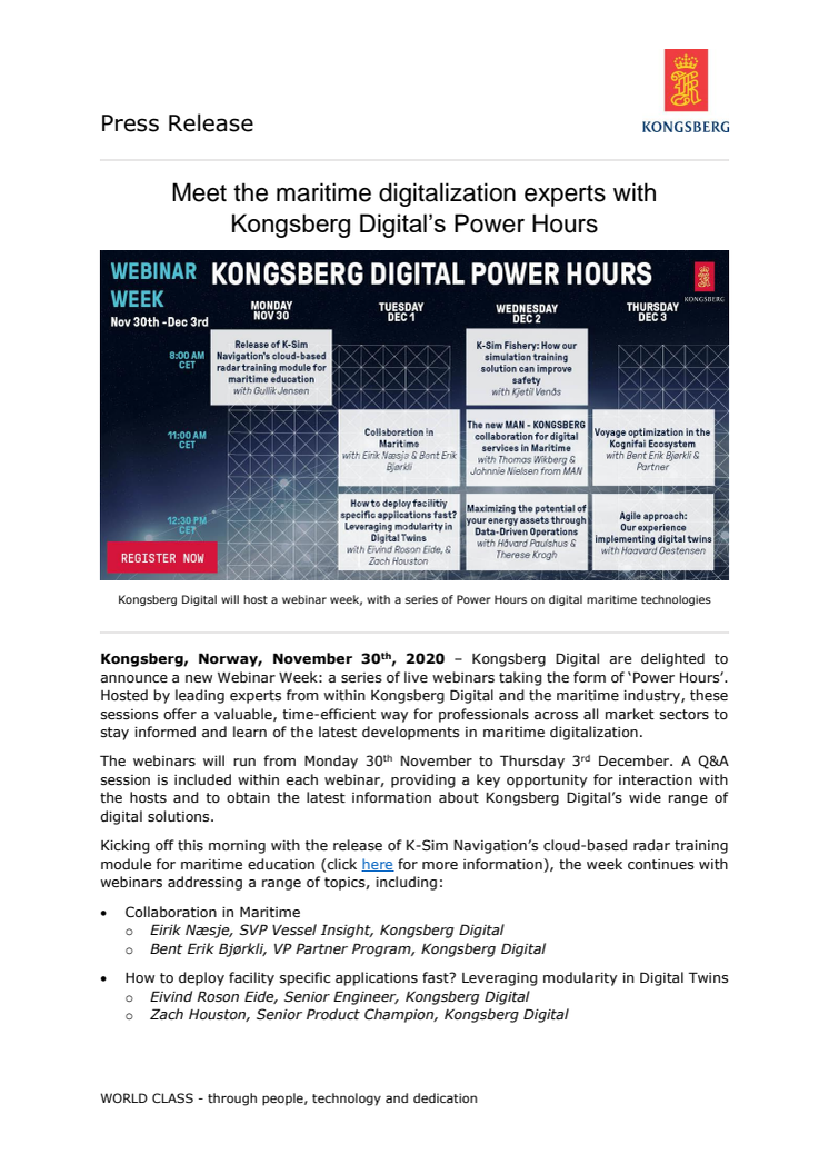 Meet the maritime digitalization experts with Kongsberg Digital’s Power Hours