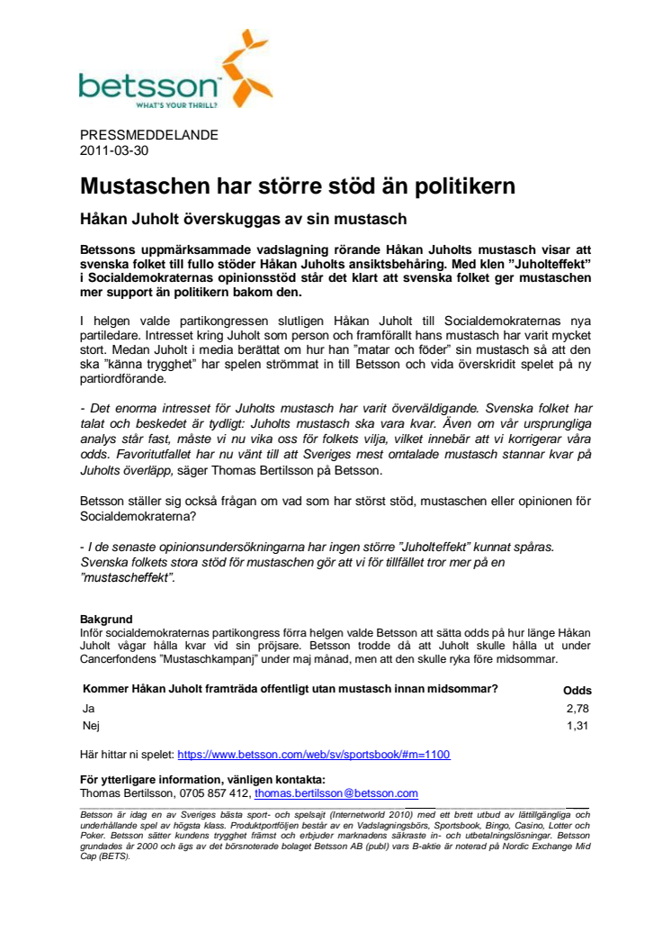 Mustaschen har större stöd än politikern