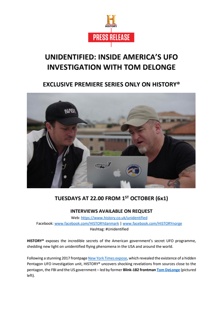 Press Pack - Unidentified: Inside America’s UFO Investigation